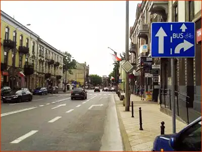 znak F-19 i P- 8d pas ruchu dla busów i rowerzystów